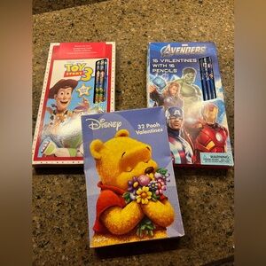 NIB - Valentine Cards for Kids Exchange, Bundle of 3, Marvel, Toy Story, Pooh